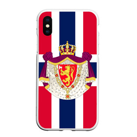 Чехол для iPhone XS Max матовый с принтом Норвегия | Флаг и герб Норвегии в городе Новоалтайск, Силикон | Область печати: задняя сторона чехла, без боковых панелей | герб | герб норвегии | корона | красный | лев | линии | норвегии | норвегия | синий | топор | флаг | флаг норвегии | щит