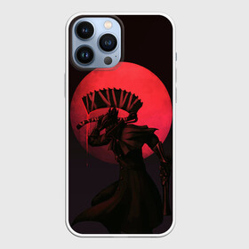 Чехол для iPhone 13 Pro Max с принтом Красная луна в городе Новоалтайск,  |  | Тематика изображения на принте: bloodborne | game | games | stranger | бладборн | игра | игры | соулс | странник