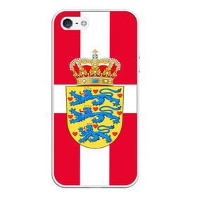 Чехол для iPhone 5/5S матовый с принтом Дания | Герб и флаг Дании в городе Новоалтайск, Силикон | Область печати: задняя сторона чехла, без боковых панелей | герб | дании | дания | корона | лев | львы | сердца | сердце | флаг | щит