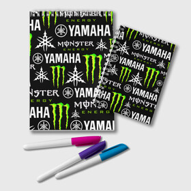 Блокнот с принтом YAMAHA X MONSTER / SPORT в городе Новоалтайск, 100% бумага | 48 листов, плотность листов — 60 г/м2, плотность картонной обложки — 250 г/м2. Листы скреплены удобной пружинной спиралью. Цвет линий — светло-серый
 | Тематика изображения на принте: monster energy | motorcycle | yamaha | yzf r6 | байк | байкер | зеленый | монстер | мотоспорт | мототехника | мотоцикл | мотоциклист | скутер | энергетик. | ямаха