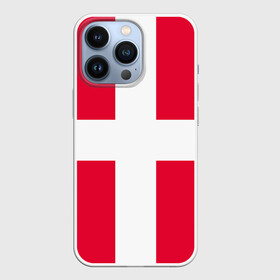 Чехол для iPhone 13 Pro с принтом Дания | Флаг Дании в городе Новоалтайск,  |  | Тематика изображения на принте: белый | герб | государство | дании | дания | знак | красный | крест | линии | символика | страна | флаг