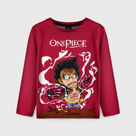 Детский лонгслив 3D с принтом One Piece. Луффи в ярости в городе Новоалтайск, 100% полиэстер | длинные рукава, круглый вырез горловины, полуприлегающий силуэт
 | anime | manga | monkey d. luffy | one piece | аниме | большой куш | ван пис | вон пис | капитан | король пиратов | луси | луфи | луффи | луффи но уми | луффи таро | манга | манки д. луффи | мугивара | пират | пятый император