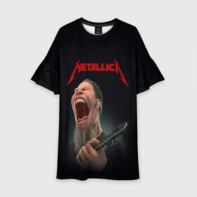 Детское платье 3D с принтом James Alan Hetfield | METALLICA (Z) в городе Новоалтайск, 100% полиэстер | прямой силуэт, чуть расширенный к низу. Круглая горловина, на рукавах — воланы | Тематика изображения на принте: james alan hetfield | kurt kobein | metallica | rock | джеймс хэтфилд | курт кобейн | металика | металлика | рок | супер звезда