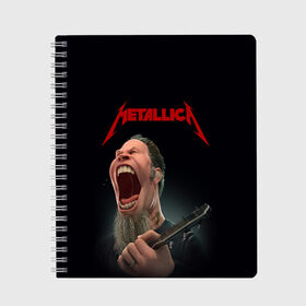 Тетрадь с принтом James Alan Hetfield | METALLICA (Z) в городе Новоалтайск, 100% бумага | 48 листов, плотность листов — 60 г/м2, плотность картонной обложки — 250 г/м2. Листы скреплены сбоку удобной пружинной спиралью. Уголки страниц и обложки скругленные. Цвет линий — светло-серый
 | Тематика изображения на принте: james alan hetfield | kurt kobein | metallica | rock | джеймс хэтфилд | курт кобейн | металика | металлика | рок | супер звезда