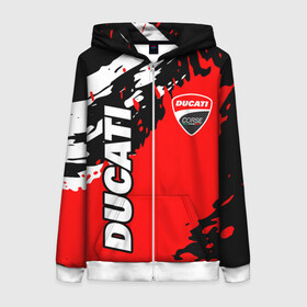 Женская толстовка 3D на молнии с принтом DUCATI / ДУКАТИ / ГРАНЖ в городе Новоалтайск, 100% полиэстер | длина до линии бедра, манжеты и пояс оформлены мягкой тканевой резинкой, двухслойный капюшон со шнурком для регулировки, спереди молния, по бокам два кармана | ducati | motorcycle | motosport | racing | speed | sport | байк. | гонки | двигатель | дукати | мото | мотокросс | мотоспорт | мототриал | мотоцикл | скорость | спорт