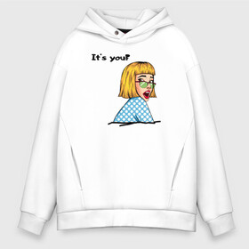 Мужское худи Oversize хлопок с принтом Лицо девушки 