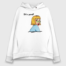 Женское худи Oversize хлопок с принтом Лицо девушки 