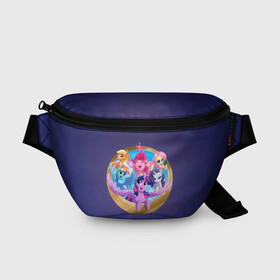 Поясная сумка 3D с принтом Pony team в городе Новоалтайск, 100% полиэстер | плотная ткань, ремень с регулируемой длиной, внутри несколько карманов для мелочей, основное отделение и карман с обратной стороны сумки застегиваются на молнию | my little pony | весёлая пинки пай | добрая флаттершайн | дружба это чудо | единорог | единороги | май литл пони | мульт | мультфильм | радуга дэш | селестия | спайк | сумеречная искорка | честная эплджек