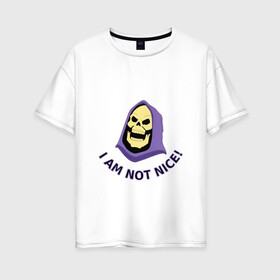 Женская футболка хлопок Oversize с принтом Skeletor | Скелетор в городе Новоалтайск, 100% хлопок | свободный крой, круглый ворот, спущенный рукав, длина до линии бедер
 | he man | skeletor | властелины вселенной | персонажи | скелет | скелетор | череп