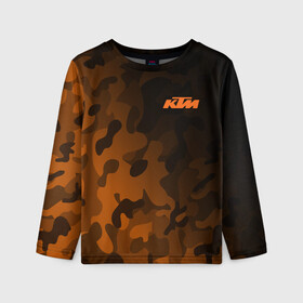 Детский лонгслив 3D с принтом KTM | КТМ CAMO RACING в городе Новоалтайск, 100% полиэстер | длинные рукава, круглый вырез горловины, полуприлегающий силуэт
 | enduro | ktm | moto | moto sport | motocycle | orange | sportmotorcycle | ктм | мото | мото спорт | мотоспорт | оранжевый | спорт мото