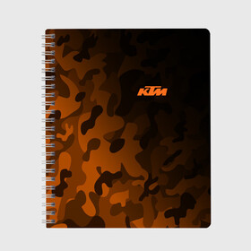 Тетрадь с принтом KTM | КТМ CAMO RACING в городе Новоалтайск, 100% бумага | 48 листов, плотность листов — 60 г/м2, плотность картонной обложки — 250 г/м2. Листы скреплены сбоку удобной пружинной спиралью. Уголки страниц и обложки скругленные. Цвет линий — светло-серый
 | enduro | ktm | moto | moto sport | motocycle | orange | sportmotorcycle | ктм | мото | мото спорт | мотоспорт | оранжевый | спорт мото