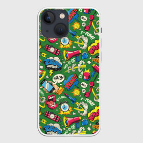 Чехол для iPhone 13 mini с принтом Поп арт в городе Новоалтайск,  |  | pop art | popular art | авангардизм | губы | естественное искусство | искусство | кнопки | колор | контраст | надписи | паттерн | поп арт | ракеты | часы