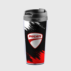 Термокружка-непроливайка с принтом DUCATI | ДУКАТИ БРЫЗГИ в городе Новоалтайск, внутренняя часть — пищевой пластик, наружная часть — прозрачный пластик, между ними — полиграфическая вставка с рисунком | объем — 350 мл, герметичная крышка | Тематика изображения на принте: ducati | moto | motocycle | racing | sport | дукати | мото | мотоспорт | мотоцикл | рейсинг | спорт