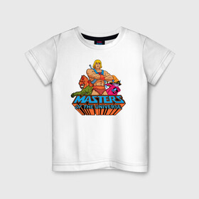 Детская футболка хлопок с принтом Masters of the Universe в городе Новоалтайск, 100% хлопок | круглый вырез горловины, полуприлегающий силуэт, длина до линии бедер | battle cat | he man | masters of the universe | masters of the universe revelation | orko | prince adam | боевой кот | властелины вселенной | властелины вселенной откровение | кринджер | орко | подлиза | принц адам | хи мен | хи мэн