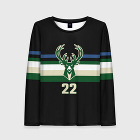 Женский лонгслив 3D с принтом Milwaukee Bucks форма. Крис Миддлтон в городе Новоалтайск, 100% полиэстер | длинные рукава, круглый вырез горловины, полуприлегающий силуэт | 22 | basketball | edition | khris | middleton | milwaukee bucks | sport | statement | бакс | баскетбол | крис | миддлтон | милуоки | спорт | форма