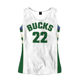 Женская майка 3D с принтом Milwaukee Bucks. Домашняя форма. Крис Миддлтон в городе Новоалтайск, 100% полиэстер | круглая горловина, прямой силуэт, длина до линии бедра | 22 | basketball | khris | middleton | milwaukee bucks | sport | бакс | баскетбол | домашняя | крис | миддлтон | милуоки | спорт | форма