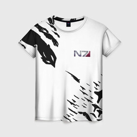 Женская футболка 3D с принтом MASS EFFECT ПОСЛЕДНИЙ БОЙ(БЕЛ) в городе Новоалтайск, 100% полиэфир ( синтетическое хлопкоподобное полотно) | прямой крой, круглый вырез горловины, длина до линии бедер | война | жнецы | игра | космос | массэфект | нормандия | цитадель | шепард | шутер