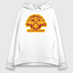 Женское худи Oversize хлопок с принтом You Have The Power! в городе Новоалтайск, френч-терри — 70% хлопок, 30% полиэстер. Мягкий теплый начес внутри —100% хлопок | боковые карманы, эластичные манжеты и нижняя кромка, капюшон на магнитной кнопке | he man | heman | masters of the universe | masters of the universe revelation | prince adam | властелины вселенной | властелины вселенной откровение | принц адам | хи мен | хи мэн | химэн