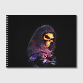 Альбом для рисования с принтом Skeletor | Masters of the Universe (+спина)  (Z) в городе Новоалтайск, 100% бумага
 | матовая бумага, плотность 200 мг. | Тематика изображения на принте: he man | logo | masters of the universe | she ra | skeletor | властелины вселенной | логип | лого | мульт | мультфильм | скелетор