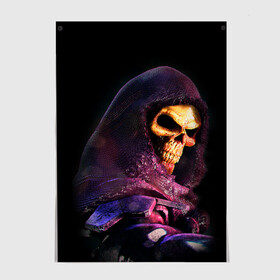 Постер с принтом Skeletor | Masters of the Universe (+спина)  (Z) в городе Новоалтайск, 100% бумага
 | бумага, плотность 150 мг. Матовая, но за счет высокого коэффициента гладкости имеет небольшой блеск и дает на свету блики, но в отличии от глянцевой бумаги не покрыта лаком | he man | logo | masters of the universe | she ra | skeletor | властелины вселенной | логип | лого | мульт | мультфильм | скелетор