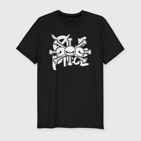 Мужская футболка хлопок Slim с принтом Пираты Черной бороды One Piece в городе Новоалтайск, 92% хлопок, 8% лайкра | приталенный силуэт, круглый вырез ворота, длина до линии бедра, короткий рукав | anime | blackbeard pirates | manga | one piece | teach marshall d. | аниме | большой куш | ван пис | вон пис | ёнко | король пиратов | кости | манга | маршалл д. тич | пират | пираты чёрной бороды | три черепа | уон пис | чёрная 