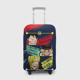 Чехол для чемодана 3D с принтом Луффи, Зоро и Санджи One Piece в городе Новоалтайск, 86% полиэфир, 14% спандекс | двустороннее нанесение принта, прорези для ручек и колес | monkey d. luffy | one piece | vinsmoke sanji | zoro roronoa | большой куш | ван пис | винсмок санджи | вон пис | зородзюро | капитан | кок | луси | луфи | луффи | манки д. луффи | мугивара | пират | ророноа зоро | соломенная шляпа