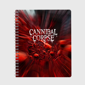 Тетрадь с принтом Blood Cannibal Corpse | Труп Каннибала (Z) в городе Новоалтайск, 100% бумага | 48 листов, плотность листов — 60 г/м2, плотность картонной обложки — 250 г/м2. Листы скреплены сбоку удобной пружинной спиралью. Уголки страниц и обложки скругленные. Цвет линий — светло-серый
 | cannibal | cannibal corpse | corpse | death metal | deathgrind | алекс уэбстер | брутальный дэт метал | дэт метал | дэтграйнд | пол мазуркевич | роб барретт | труп каннибала