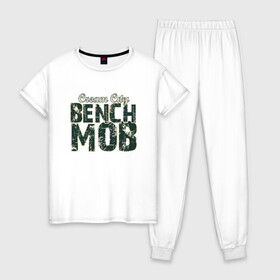 Женская пижама хлопок с принтом Milwaukee Bench Mob в городе Новоалтайск, 100% хлопок | брюки и футболка прямого кроя, без карманов, на брюках мягкая резинка на поясе и по низу штанин | basketball | bucks | giannis | milwaukee | mvp | nba | ntetokounmpo | sport | streetball | адетокумбо | бакс | баскетбол | игра | милуоки | мяч | нба | олень | спорт | стритбол | тренер | чемпион | янис