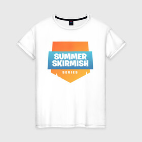 Женская футболка хлопок с принтом Summer Skirmish в городе Новоалтайск, 100% хлопок | прямой крой, круглый вырез горловины, длина до линии бедер, слегка спущенное плечо | epic games | games | королевская битва | лето | фортнайт