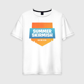 Женская футболка хлопок Oversize с принтом Summer Skirmish в городе Новоалтайск, 100% хлопок | свободный крой, круглый ворот, спущенный рукав, длина до линии бедер
 | epic games | games | королевская битва | лето | фортнайт