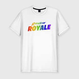 Мужская футболка хлопок Slim с принтом Rainbow Royale в городе Новоалтайск, 92% хлопок, 8% лайкра | приталенный силуэт, круглый вырез ворота, длина до линии бедра, короткий рукав | epic games | games | ивент | иллюстрация | королевская битва | радужная битва