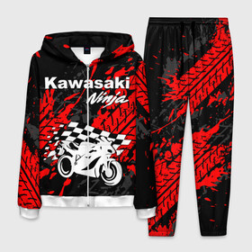 Мужской костюм 3D с принтом KAWASAKI NINJA / КАВАСАКИ в городе Новоалтайск, 100% полиэстер | Манжеты и пояс оформлены тканевой резинкой, двухслойный капюшон со шнурком для регулировки, карманы спереди | kawasaki | motorcycle | motosport | ninja | racing | speed | sport | байк | гонки | двигатель | кавасаки | мото | мотокросс | мотоспорт | мототриал | мотоцикл | нинзя. | скорость | спорт