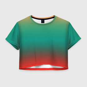 Женская футболка Crop-top 3D с принтом Красно-бирюзовый градиент в городе Новоалтайск, 100% полиэстер | круглая горловина, длина футболки до линии талии, рукава с отворотами | градиент | модный | размытый фон | современный узор | текстура