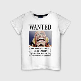 Детская футболка хлопок с принтом Усопп в розыске | One Piece в городе Новоалтайск, 100% хлопок | круглый вырез горловины, полуприлегающий силуэт, длина до линии бедер | Тематика изображения на принте: anime | manga | one piece | usopp | аниме | бог | большой куш | ван пис | вон пис | капитан пиратов усоппа | король пиратов | лжец | манга | пират | пираты соломенной шляпы | пламя | снайпер | согэкинг