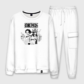 Мужской костюм хлопок с принтом Портгас Д. Эйс One Piece в городе Новоалтайск, 100% хлопок | на свитшоте круглая горловина, мягкая резинка по низу. Брюки заужены к низу, на них два вида карманов: два “обычных” по бокам и два объемных, с клапанами, расположенные ниже линии бедра. Брюки с мягкой трикотажной резинкой на поясе и по низу штанин. В поясе для дополнительного комфорта — широкие завязки | anime | manga | one piece | whitebeard pirates | аниме | бандит | большой куш | ван пис | вон пис | гол д. эйс | командир 2 ой дивизии | король пиратов | манга | пират | пираты белой бороды | пираты белоуса | портгас д. эйс
