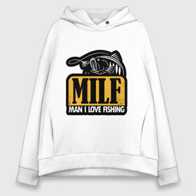 Женское худи Oversize хлопок с принтом MILF в городе Новоалтайск, френч-терри — 70% хлопок, 30% полиэстер. Мягкий теплый начес внутри —100% хлопок | боковые карманы, эластичные манжеты и нижняя кромка, капюшон на магнитной кнопке | fish | fishing | i | love | man | milf | крючок | люблю | прикол | рыба | рыбак | рыбалка | увлечения | удочка | улов | хобби | шутка