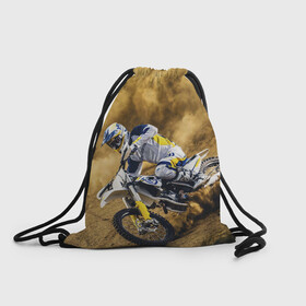 Рюкзак-мешок 3D с принтом HUSQVARNA / ХУСКВАРНА / SPORT в городе Новоалтайск, 100% полиэстер | плотность ткани — 200 г/м2, размер — 35 х 45 см; лямки — толстые шнурки, застежка на шнуровке, без карманов и подкладки | Тематика изображения на принте: husqvarna | motorcycle | motosport | racing | speed | sport | байк. | гонки | двигатель | мото | мотокросс | мотоспорт | мототриал | мотоцикл | скорость | спорт | хускварна