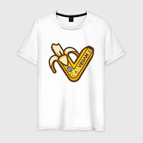 Мужская футболка хлопок с принтом Banana Vegan в городе Новоалтайск, 100% хлопок | прямой крой, круглый вырез горловины, длина до линии бедер, слегка спущенное плечо. | green | greenpaece | nature | sport | vegan | yoga | банан | веган | вегетарианец | гринпис | еда | животные | жизнь | здоровье | зеленый | йога | мир | овощи | пища | планета | природа | растение | спорт | тело | фрукты