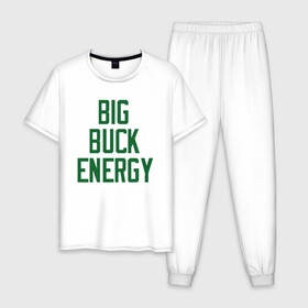 Мужская пижама хлопок с принтом Big Buck Energy в городе Новоалтайск, 100% хлопок | брюки и футболка прямого кроя, без карманов, на брюках мягкая резинка на поясе и по низу штанин
 | antetokounmpo | basketball | bucks | giannis | milwaukee | mvp | nba | sport | streetball | адетокумбо | бакс | баскетбол | игра | милуоки | мяч | нба | олень | спорт | стритбол | тренер | чемпион | янис