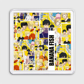 Магнит 55*55 с принтом Banana Fish в городе Новоалтайск, Пластик | Размер: 65*65 мм; Размер печати: 55*55 мм | Тематика изображения на принте: anime | banana fish | аниме | банана фиш | банановая рыба | комиксы | манга | приключения | эйдзи окумура | эш линкс