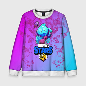 Детский свитшот 3D с принтом BRAWL STARS SQUEAK: СКВИК. в городе Новоалтайск, 100% полиэстер | свободная посадка, прямой крой, мягкая тканевая резинка на рукавах и понизу свитшота | brawl stars | leon | sally leon | shark | werewolf leon | акула | бравл старс | оборотень | сквик squeak