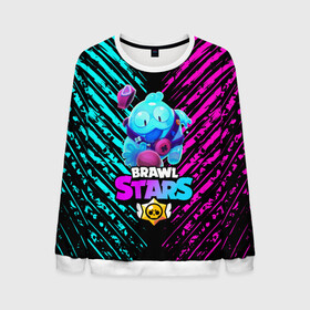 Мужской свитшот 3D с принтом BRAWL STARS SQUEAK: СКВИК. в городе Новоалтайск, 100% полиэстер с мягким внутренним слоем | круглый вырез горловины, мягкая резинка на манжетах и поясе, свободная посадка по фигуре | brawl stars | leon | sally leon | shark | werewolf leon | акула | бравл старс | оборотень | сквик squeak