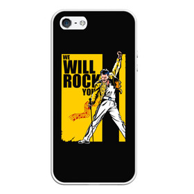 Чехол для iPhone 5/5S матовый с принтом We will rock you в городе Новоалтайск, Силикон | Область печати: задняя сторона чехла, без боковых панелей | alternative | metall | music | queen | qween | rock | альтернатива | квин | куин | металл | музыка | рок | фредди меркьюри