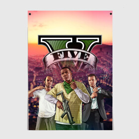 Постер с принтом GTA V | TEAM FOREVER AND EVER в городе Новоалтайск, 100% бумага
 | бумага, плотность 150 мг. Матовая, но за счет высокого коэффициента гладкости имеет небольшой блеск и дает на свету блики, но в отличии от глянцевой бумаги не покрыта лаком | гта | игры | лето | персонажи | стиль