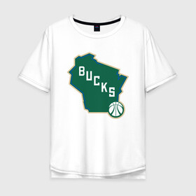 Мужская футболка хлопок Oversize с принтом Bucks Map в городе Новоалтайск, 100% хлопок | свободный крой, круглый ворот, “спинка” длиннее передней части | antetokounmpo | basketball | bucks | giannis | milwaukee | mvp | nba | sport | streetball | адетокумбо | бакс | баскетбол | игра | милуоки | мяч | нба | олень | спорт | стритбол | тренер | чемпион | янис