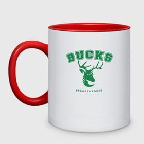 Кружка двухцветная с принтом Bucks - Champions в городе Новоалтайск, керамика | объем — 330 мл, диаметр — 80 мм. Цветная ручка и кайма сверху, в некоторых цветах — вся внутренняя часть | Тематика изображения на принте: antetokounmpo | basketball | bucks | giannis | milwaukee | mvp | nba | sport | streetball | адетокумбо | бакс | баскетбол | игра | милуоки | мяч | нба | олень | спорт | стритбол | тренер | чемпион | янис