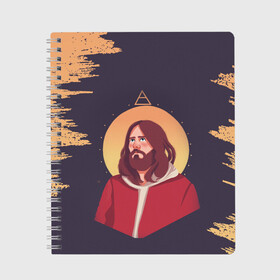 Тетрадь с принтом Jared Leto | 30 SECONDS TO MARS (Z) в городе Новоалтайск, 100% бумага | 48 листов, плотность листов — 60 г/м2, плотность картонной обложки — 250 г/м2. Листы скреплены сбоку удобной пружинной спиралью. Уголки страниц и обложки скругленные. Цвет линий — светло-серый
 | 30 seconds to mars | 30 секунд | 30 секунд до марса | jared joseph leto | jared leto | rock | джаред лето | музыка | песни | рок