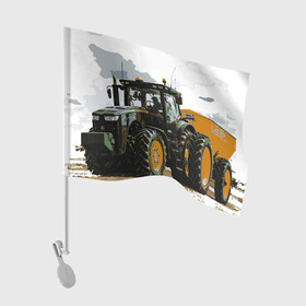 Флаг для автомобиля с принтом JOHN DEERE I Джон Дир! в городе Новоалтайск, 100% полиэстер | Размер: 30*21 см | john deere | агроном | джон дир | земля | природа | работяга. | сельскохозяйственная техника | трактор | тракторист | труд