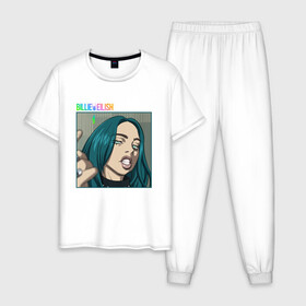 Мужская пижама хлопок с принтом BILLIE EILISH | БИЛЛИ АЙЛИШ (Z) в городе Новоалтайск, 100% хлопок | брюки и футболка прямого кроя, без карманов, на брюках мягкая резинка на поясе и по низу штанин
 | be | billie | billie eilish | blohsh | ghoul | айлиш | билли | билли айлиш | бэрд | пайрат | пайрат бэрд