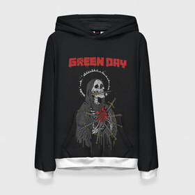Женская толстовка 3D с принтом GreenDay | ГринДей | Poster (Z) в городе Новоалтайск, 100% полиэстер  | двухслойный капюшон со шнурком для регулировки, мягкие манжеты на рукавах и по низу толстовки, спереди карман-кенгуру с мягким внутренним слоем. | billie joe armstrong | greenday | rock | альтернативный | билли джо армстронг | гриндей | зеленый день | майк дёрнт | музыка | панк рок | поп панк | рок | тре кул